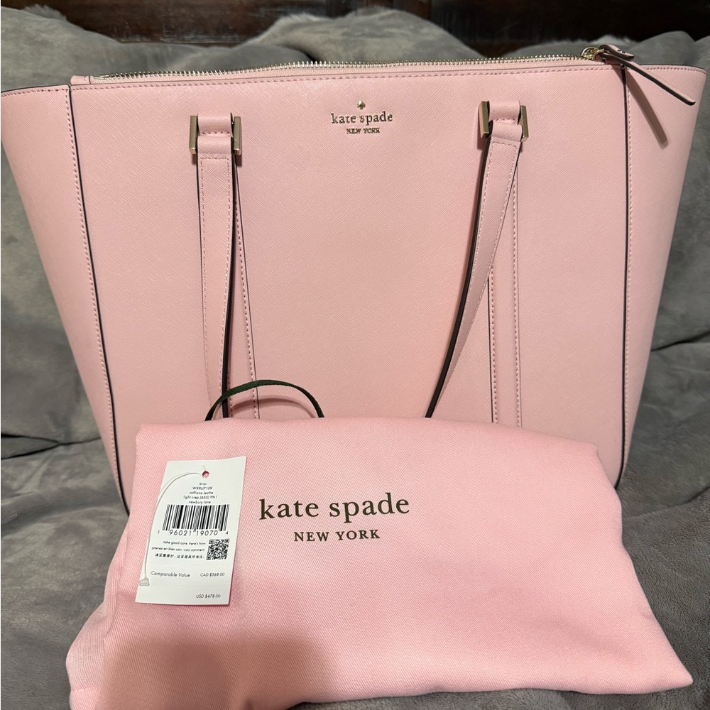 kate spade Pink Saffiano Tote with Zip Closure